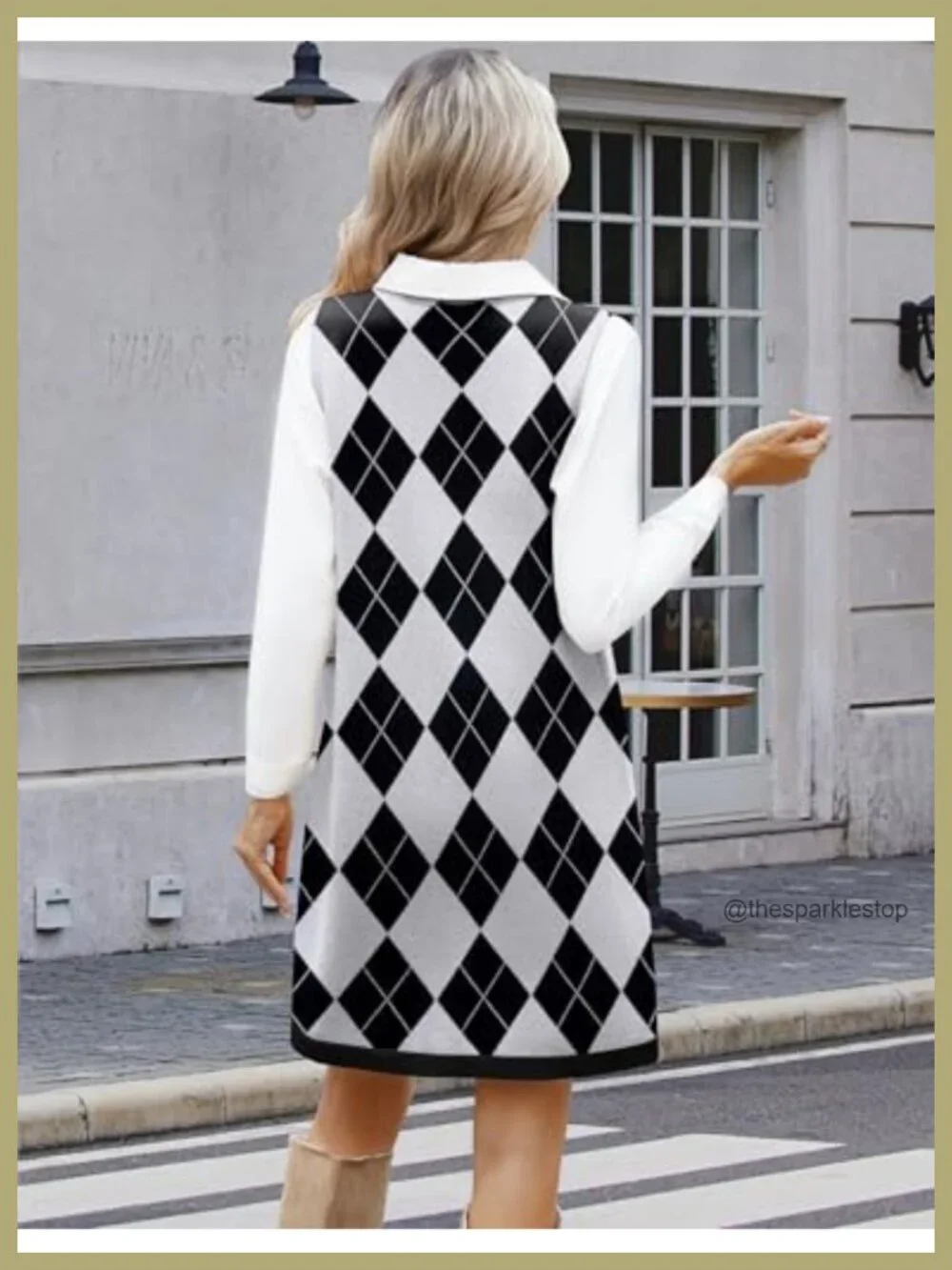 Sleeveless Knit Sweater Vest Dress V-Neck A-Line Pockets Fall Winter